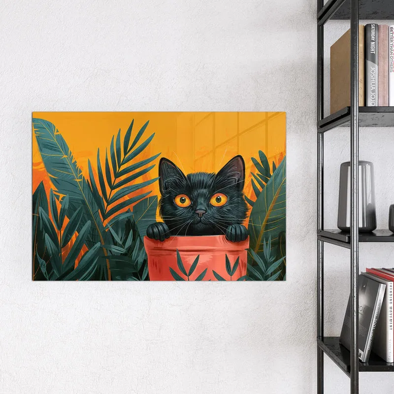 Magnettafel - Katze im Blumentopf