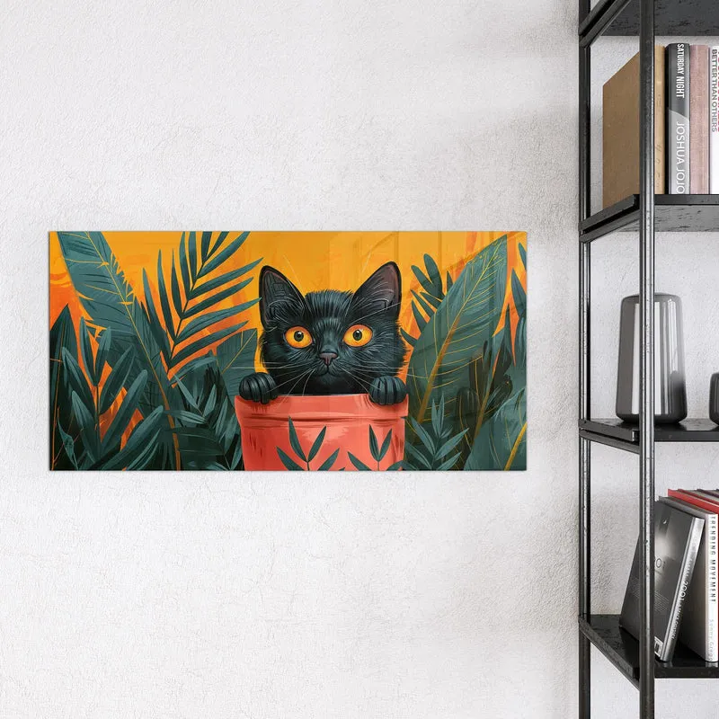 Magnettafel - Katze im Blumentopf