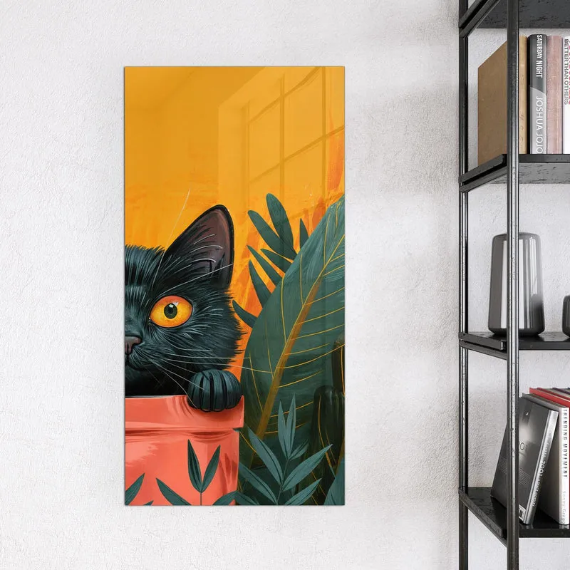 Magnettafel - Katze im Blumentopf