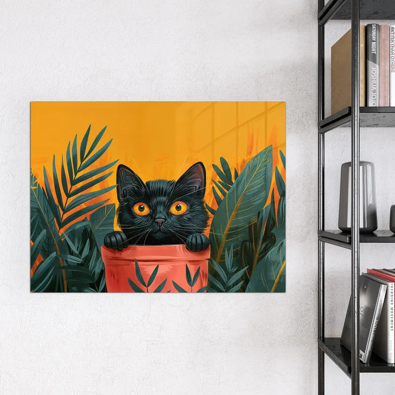 Magnettafel - Katze im Blumentopf