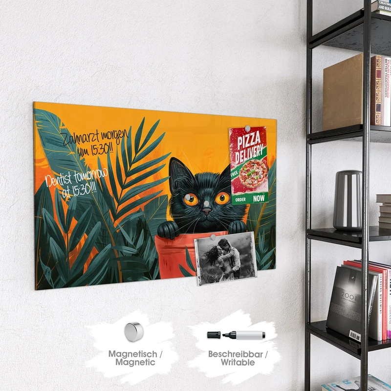 Magnettafel - Katze im Blumentopf