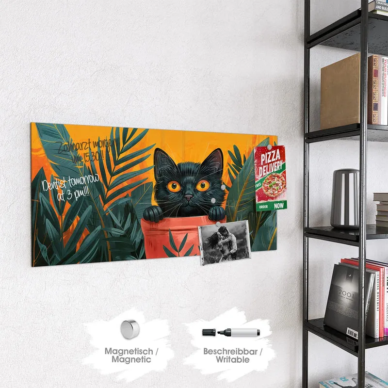 Magnettafel - Katze im Blumentopf