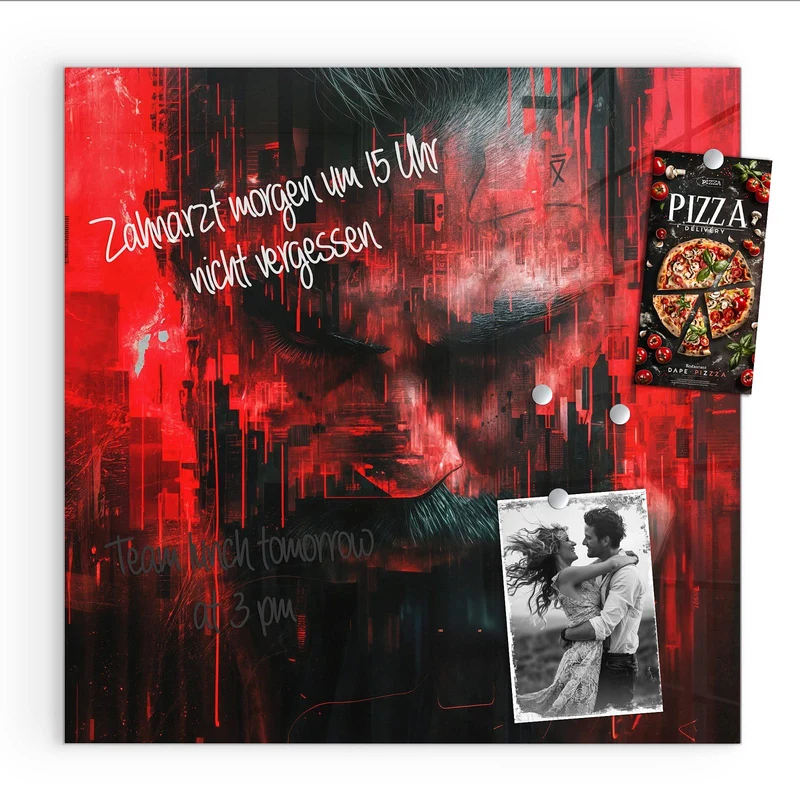Magnettafel - Porträt in Rot