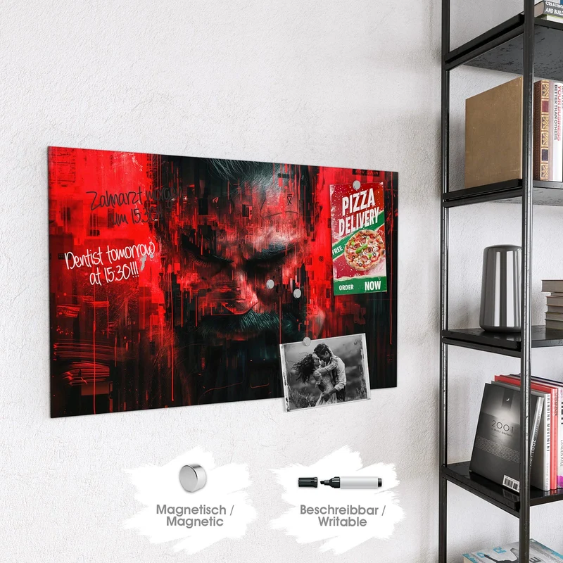 Magnettafel - Porträt in Rot