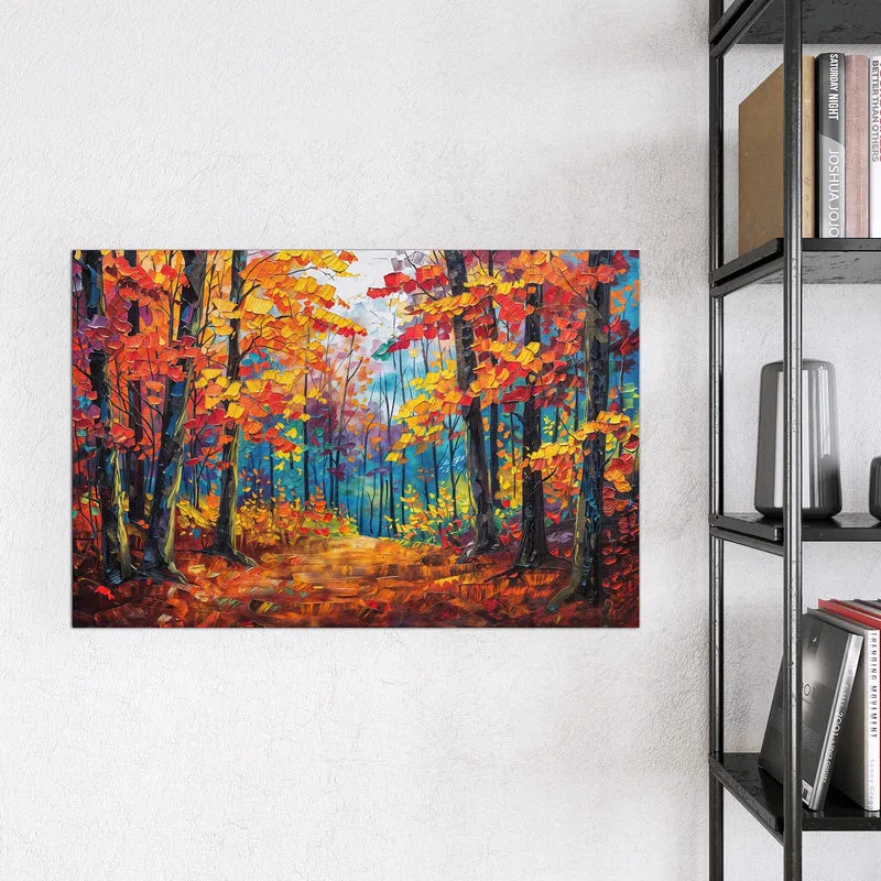 Magnettafel - Gemalter Herbstwald