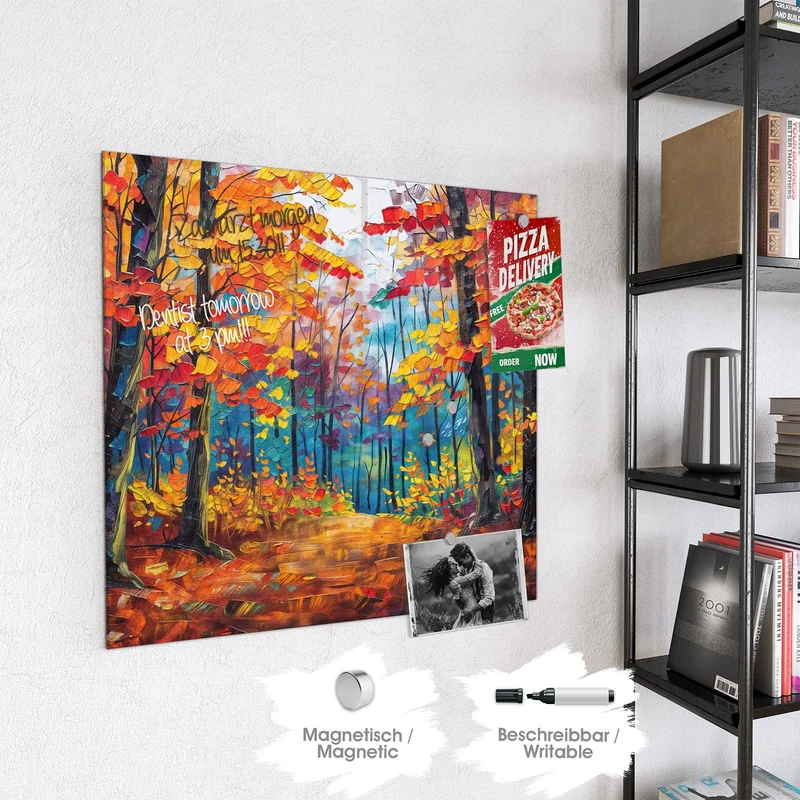 Magnettafel - Gemalter Herbstwald