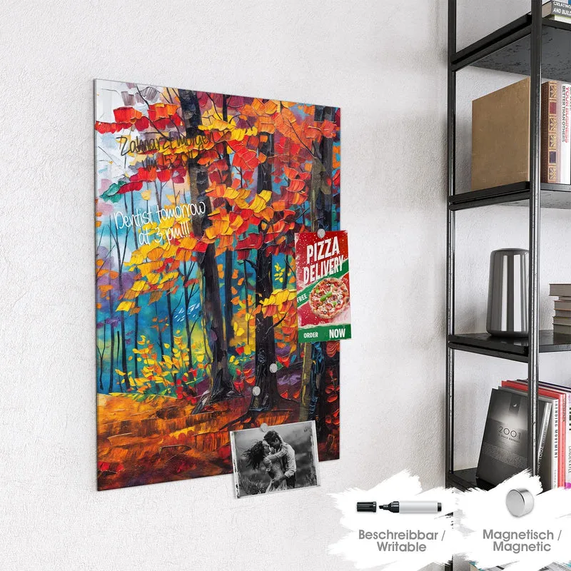 Magnettafel - Gemalter Herbstwald