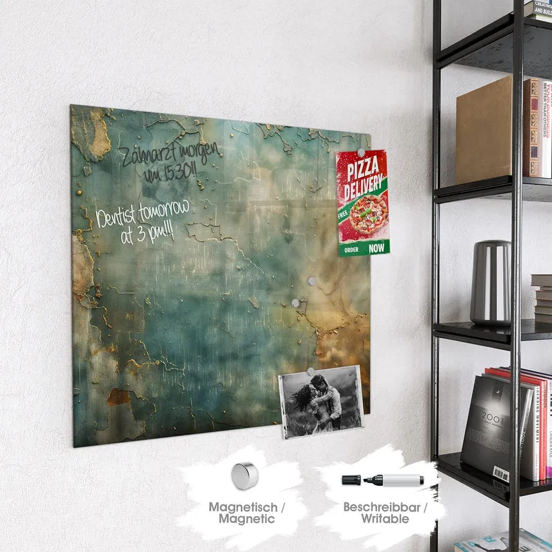 Magnettafel - Türkise Patina mit Gold