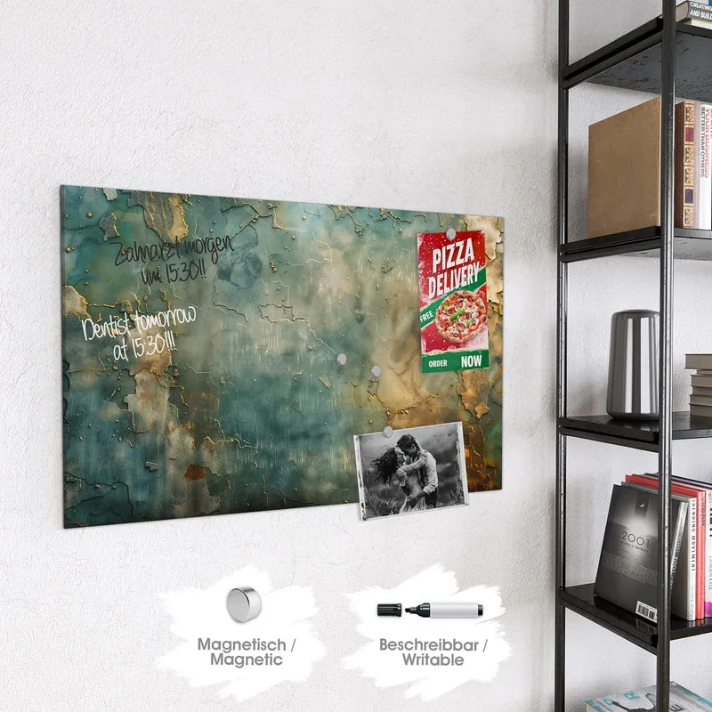 Magnettafel - Türkise Patina mit Gold