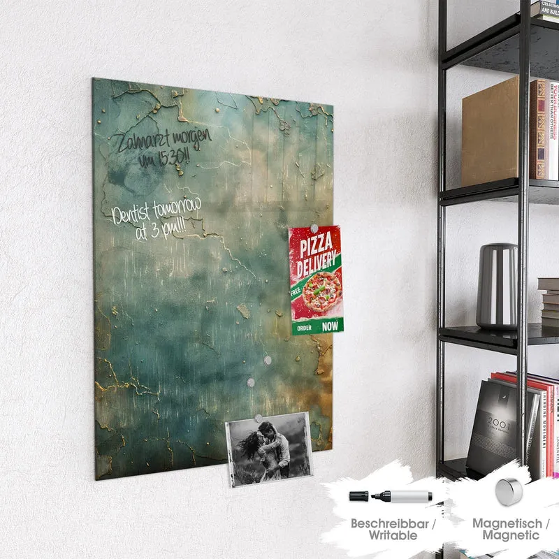 Magnettafel - Türkise Patina mit Gold