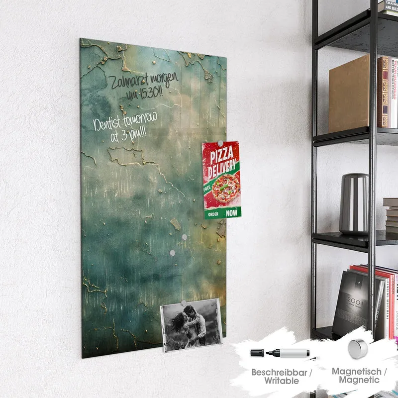 Magnettafel - Türkise Patina mit Gold
