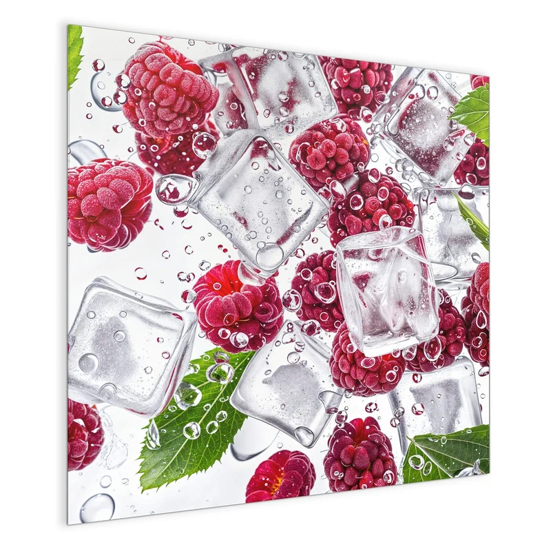 Magnettafel - Himbeeren im Eis