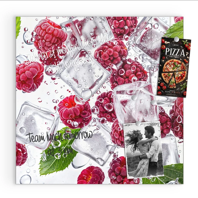 Magnettafel - Himbeeren im Eis