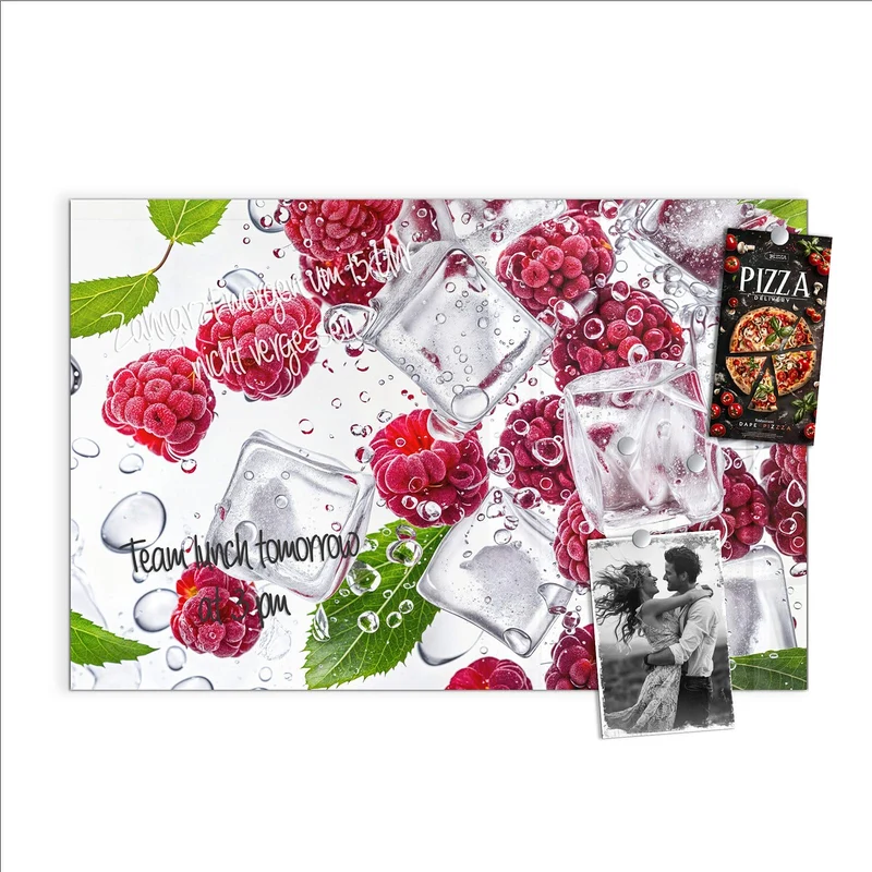 Magnettafel - Himbeeren im Eis