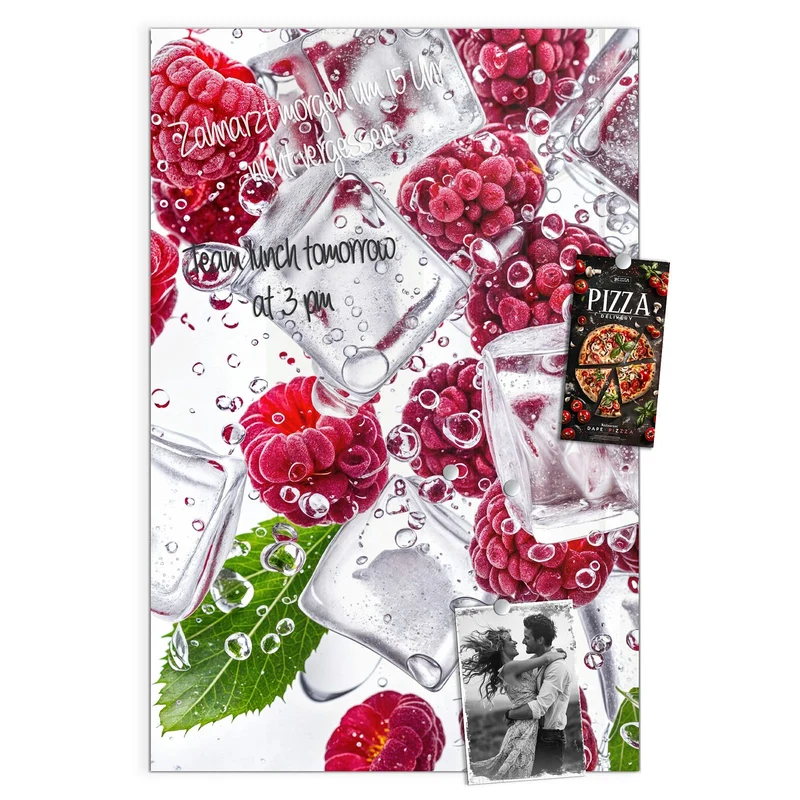 Magnettafel - Himbeeren im Eis
