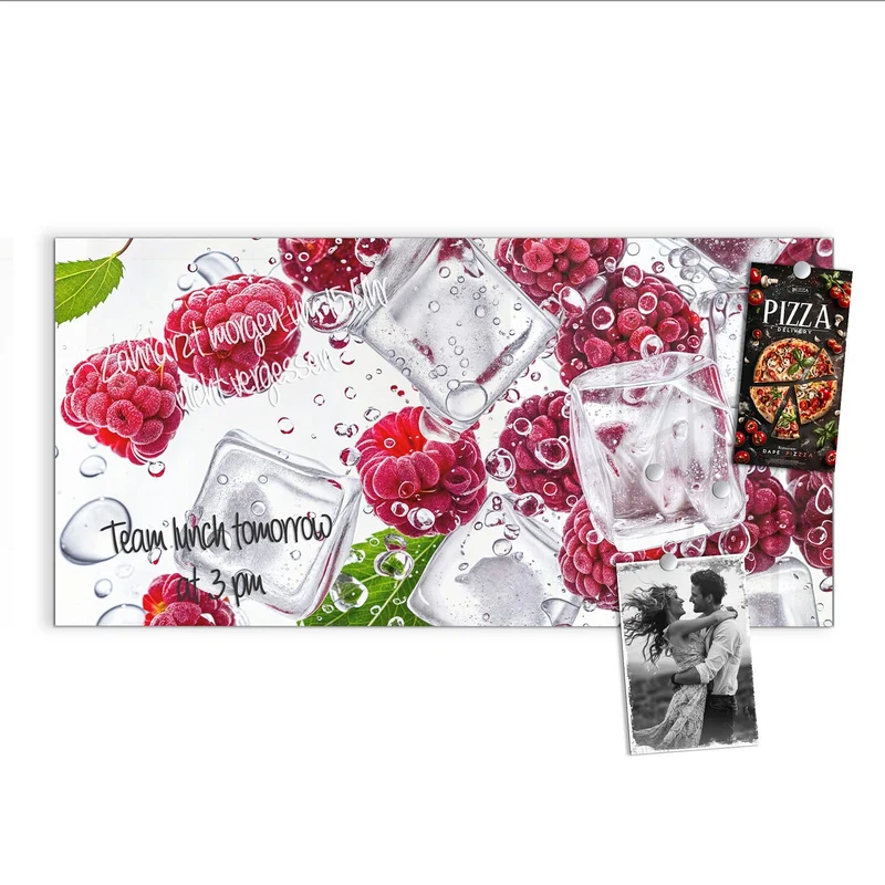 Magnettafel - Himbeeren im Eis