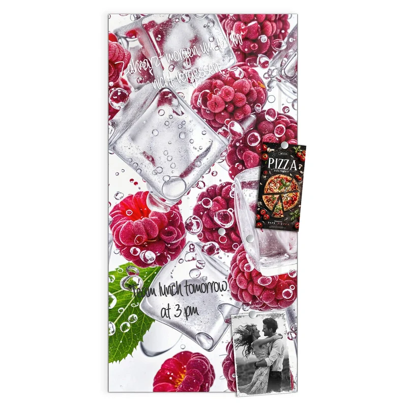 Magnettafel - Himbeeren im Eis