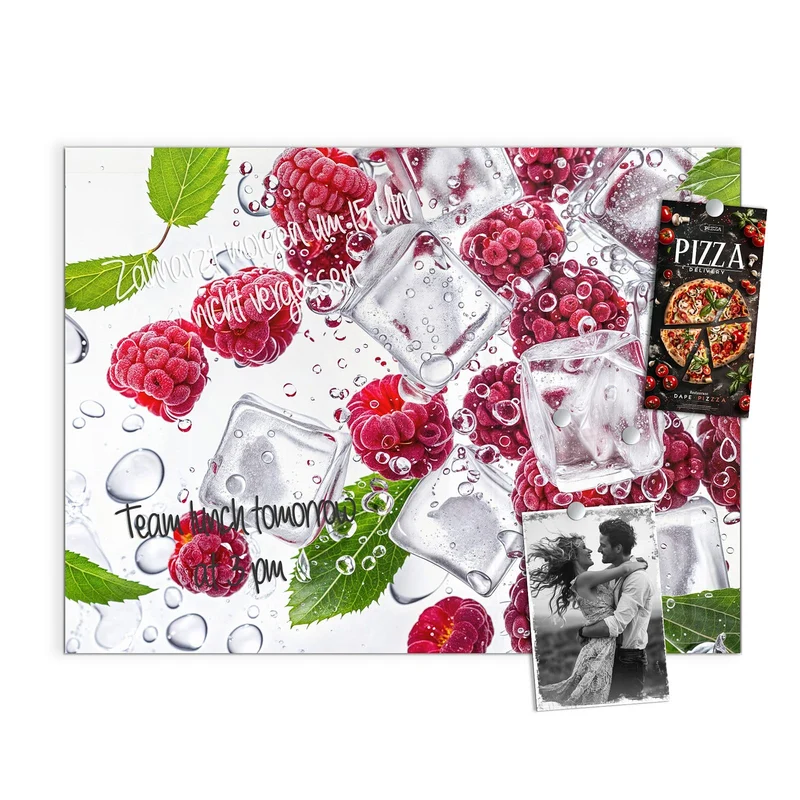 Magnettafel - Himbeeren im Eis