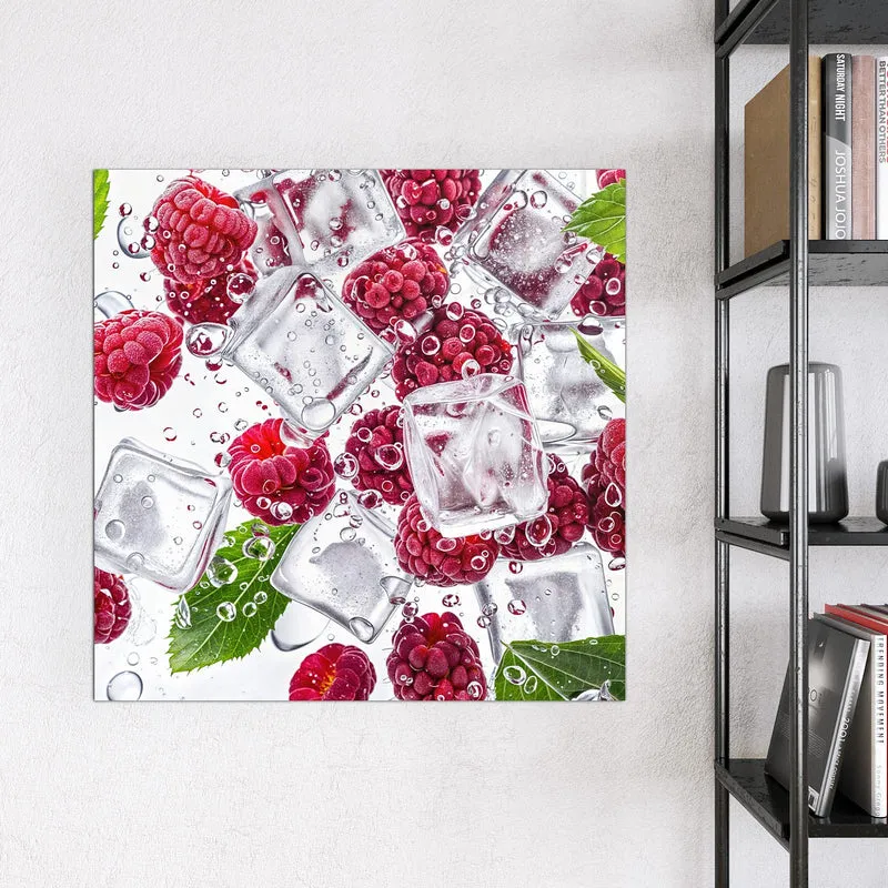 Magnettafel - Himbeeren im Eis