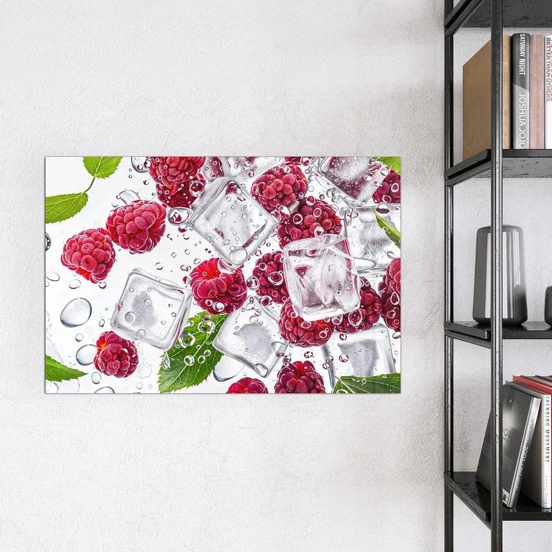 Magnettafel - Himbeeren im Eis
