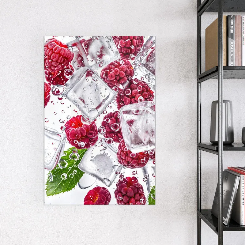 Magnettafel - Himbeeren im Eis