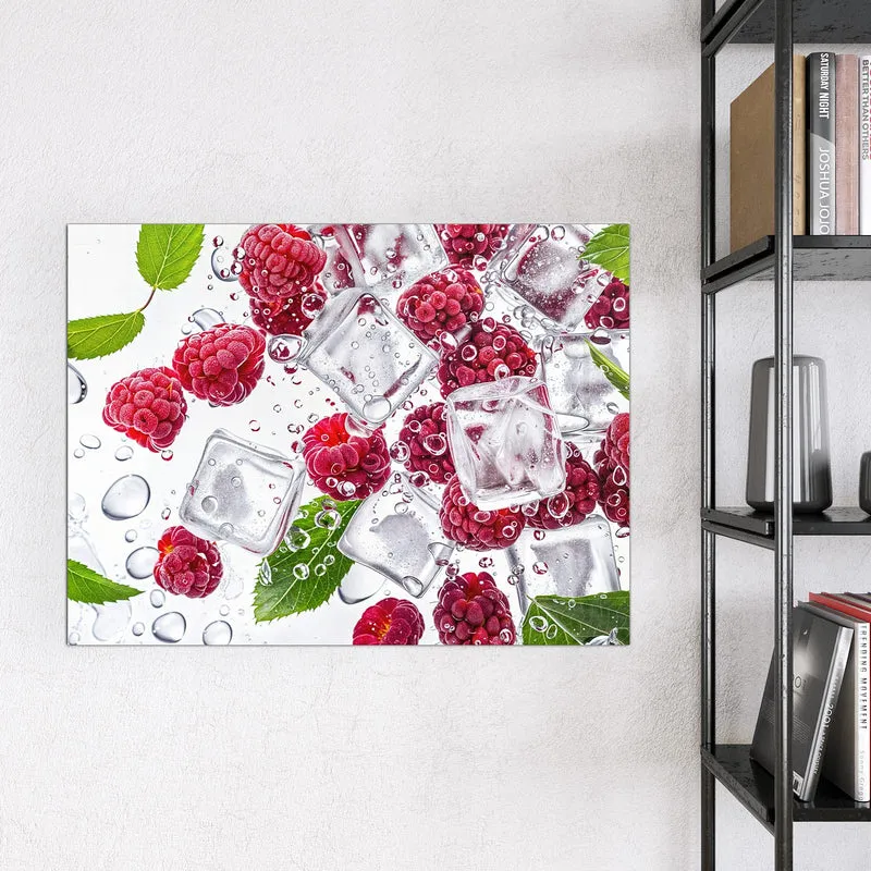 Magnettafel - Himbeeren im Eis