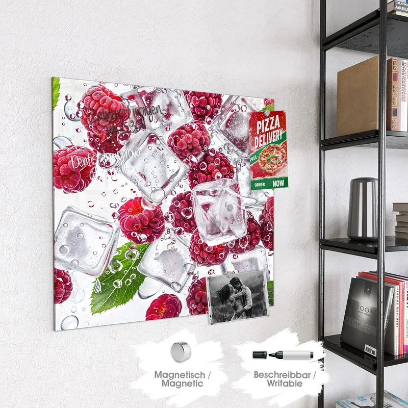 Magnettafel - Himbeeren im Eis