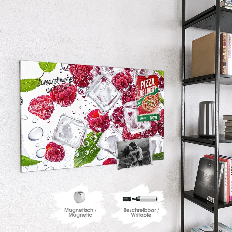 Magnettafel - Himbeeren im Eis