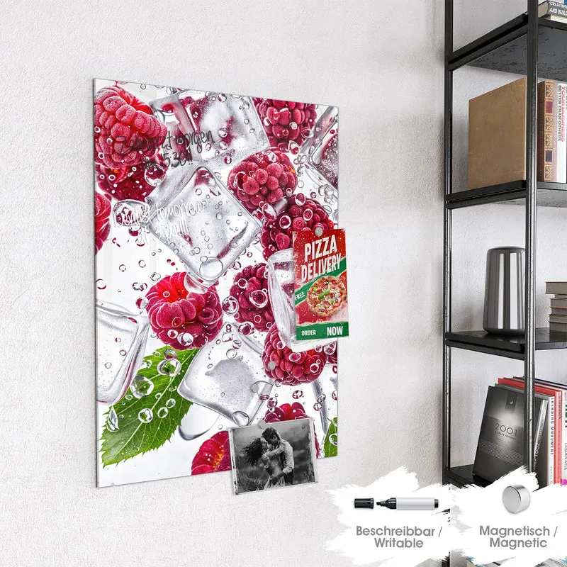 Magnettafel - Himbeeren im Eis