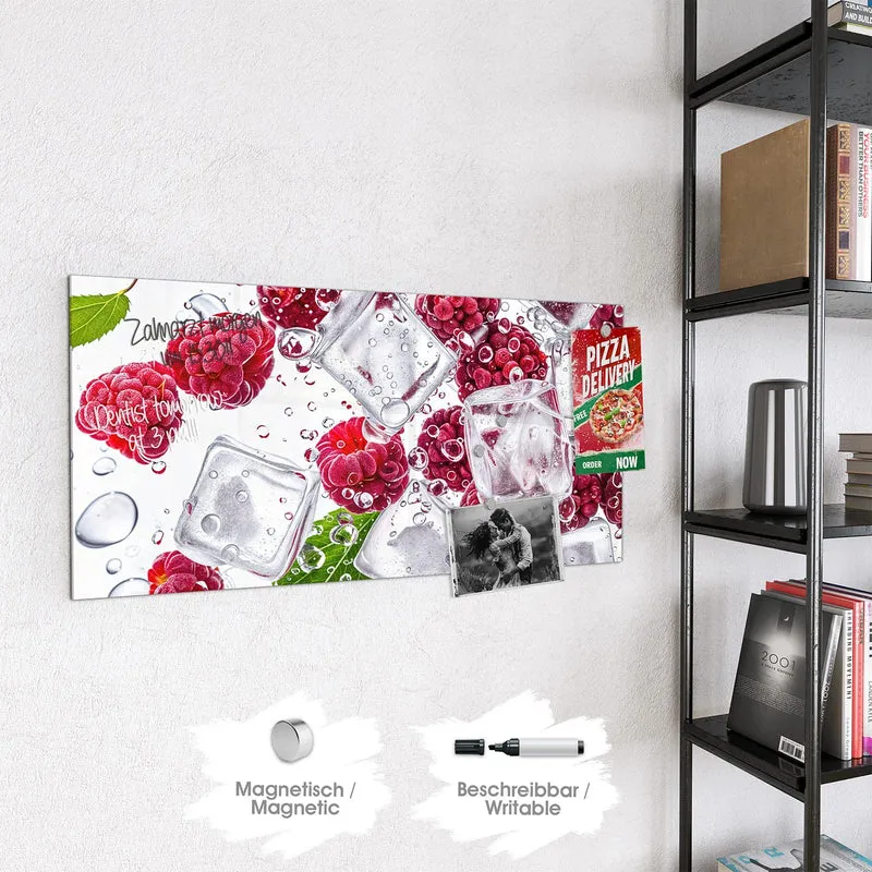 Magnettafel - Himbeeren im Eis