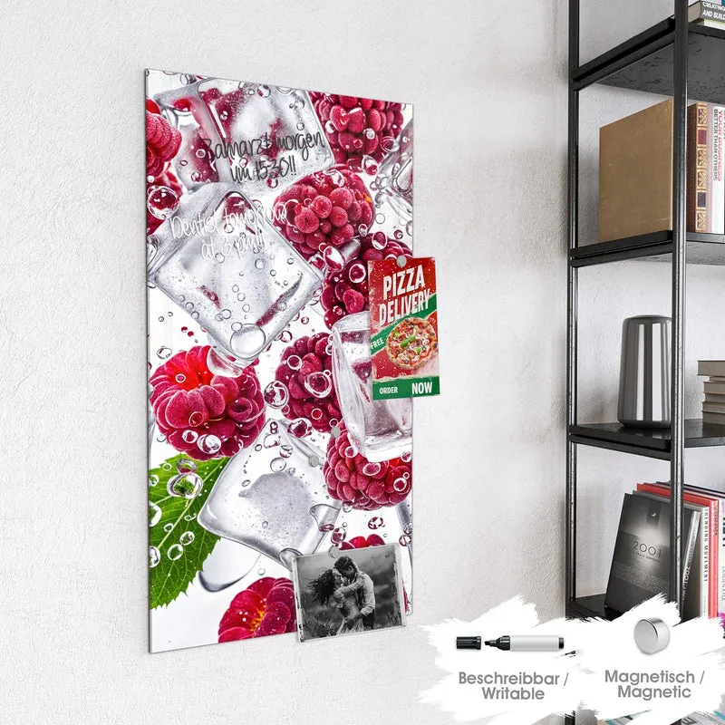 Magnettafel - Himbeeren im Eis