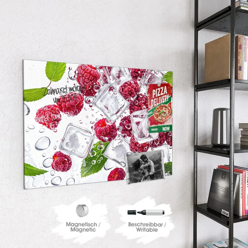 Magnettafel - Himbeeren im Eis