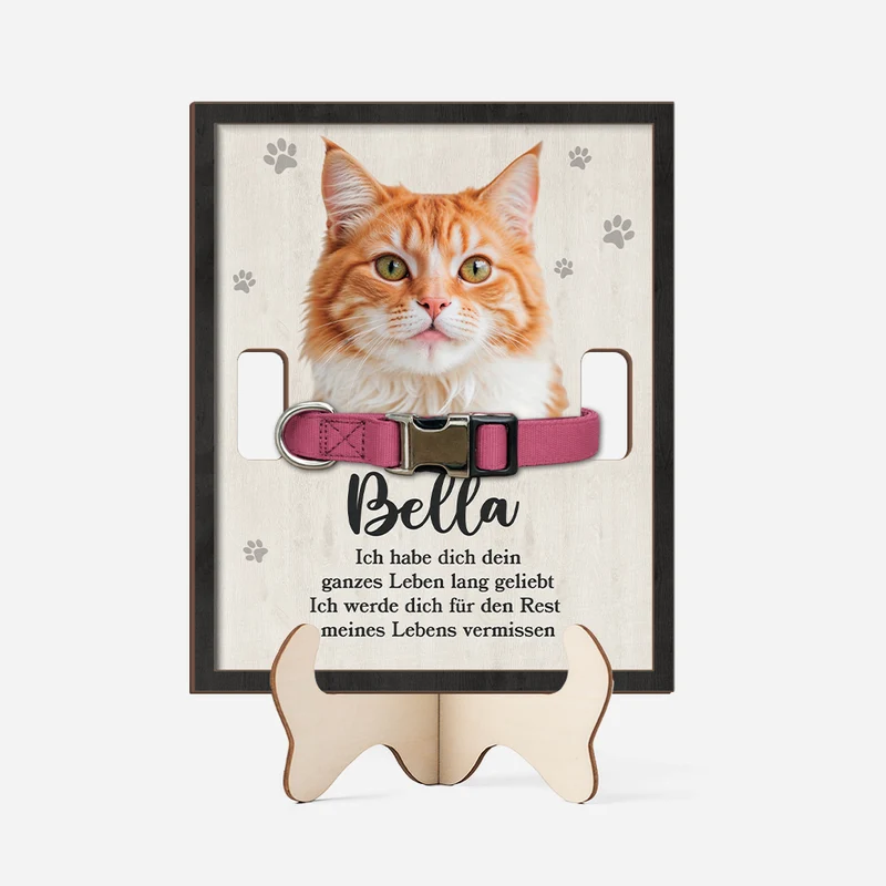 Ich Werde Dich Für Den Rest Meines Lebens Vermissen - Personalisierte Trauergeschenke | Foto Holzaufsteller Katze