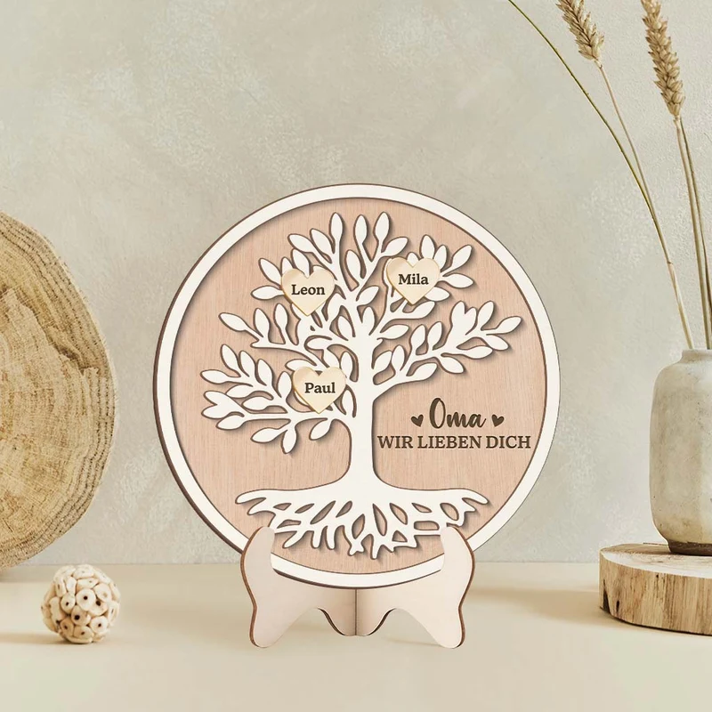 Opa Wir Lieben Dich - Personalisiertes Geschenk | Holzaufsteller Opa/Oma Baum