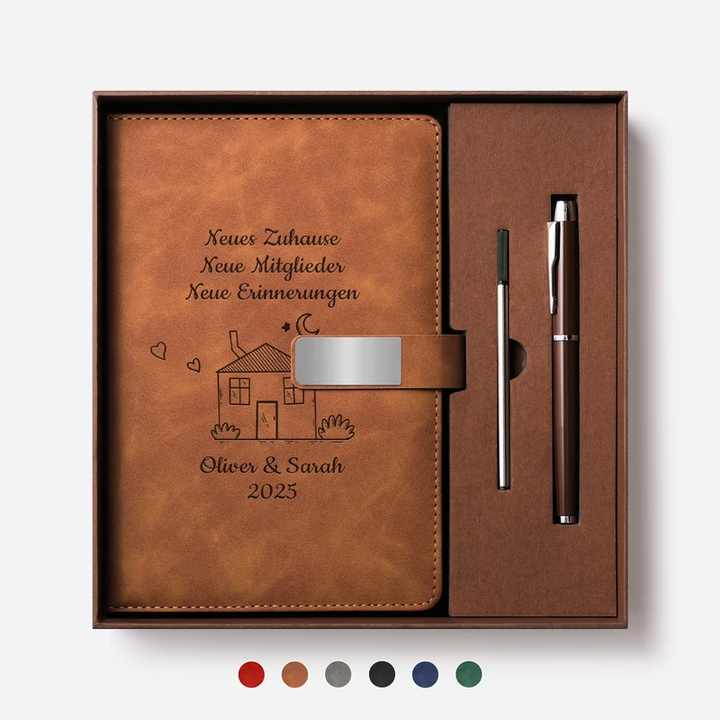 Neues Zuhause Neues Abenteuer Neue Erinnerungen - Personalisierte Geschenke Zum Einzug | Notizbuch Mit Stift Mit Gravur Paar