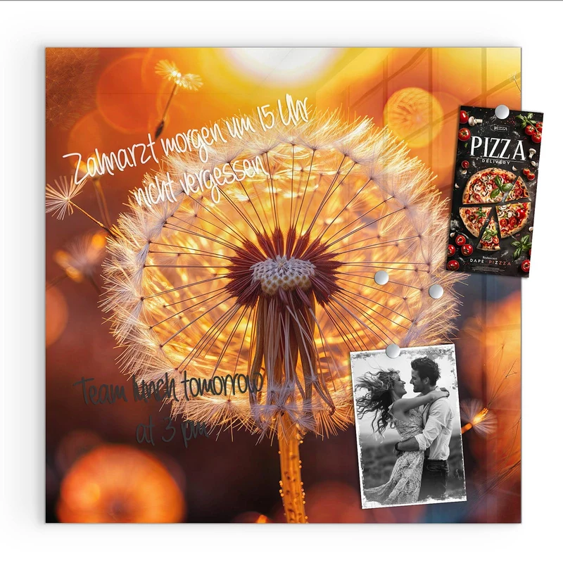 Magnettafel - Pusteblume vor Sonne