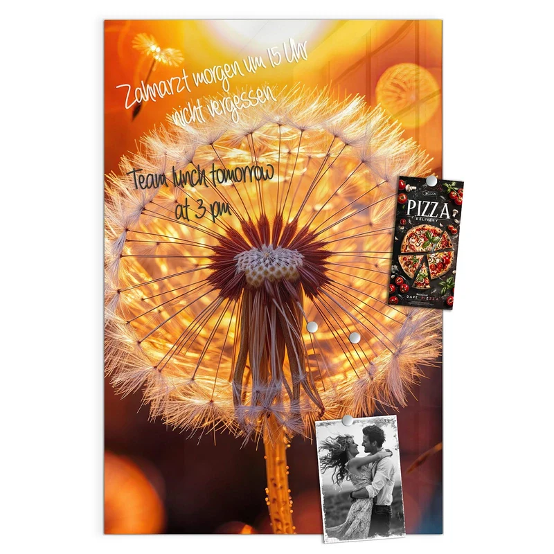 Magnettafel - Pusteblume vor Sonne