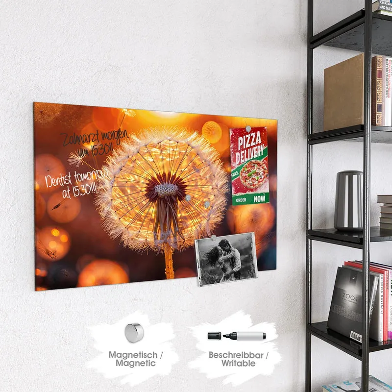 Magnettafel - Pusteblume vor Sonne
