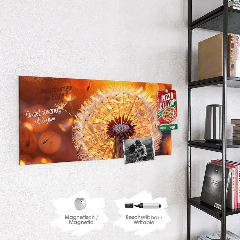 Magnettafel - Pusteblume vor Sonne