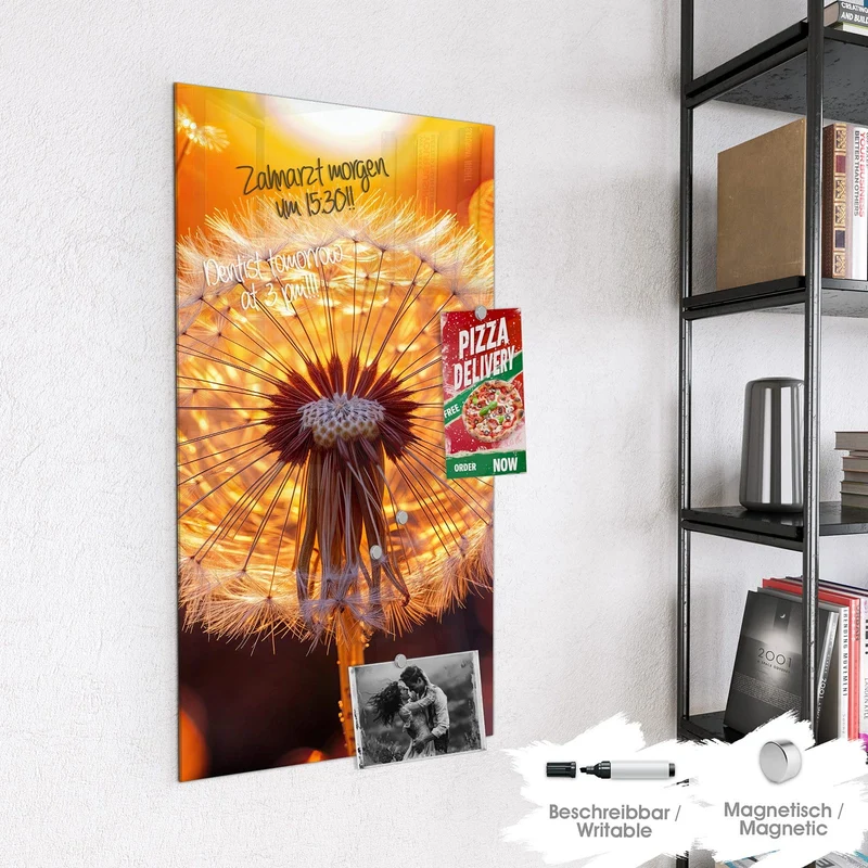 Magnettafel - Pusteblume vor Sonne