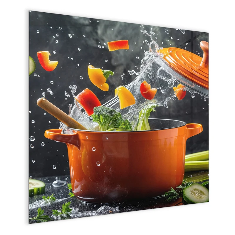 Magnettafel - Oranger Topf mit Gemüse