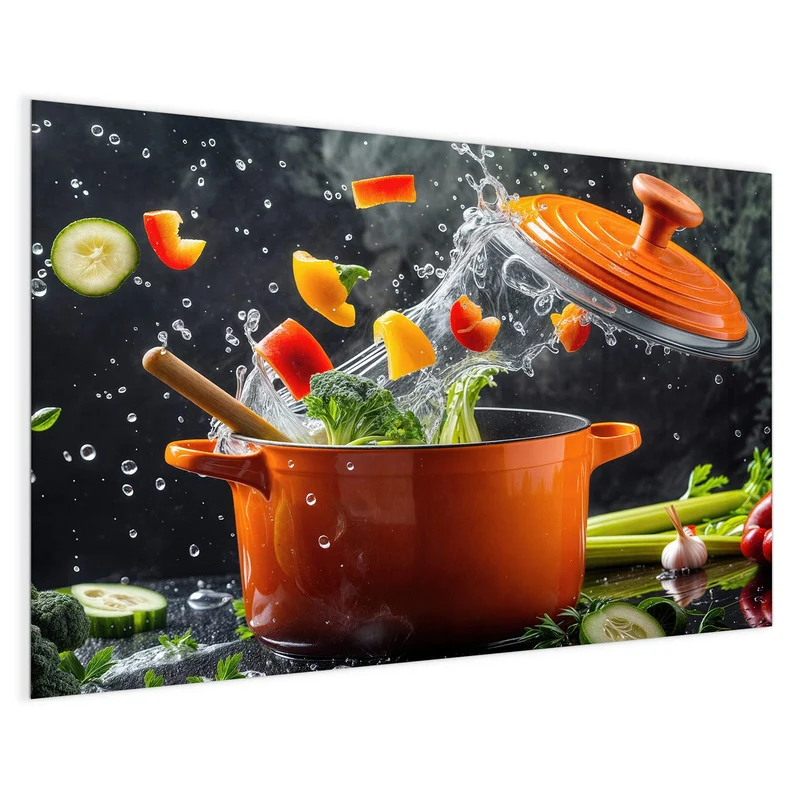 Magnettafel - Oranger Topf mit Gemüse