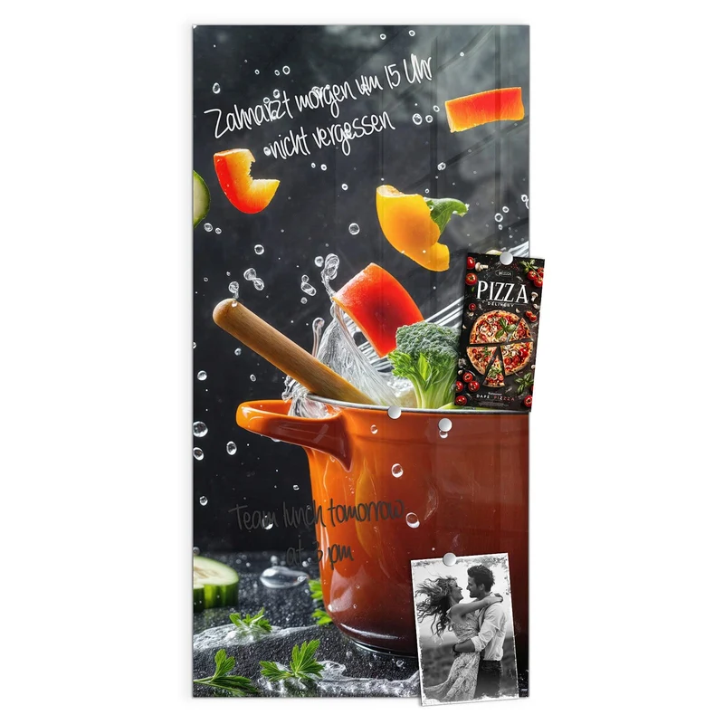 Magnettafel - Oranger Topf mit Gemüse