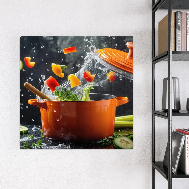 Magnettafel - Oranger Topf mit Gemüse