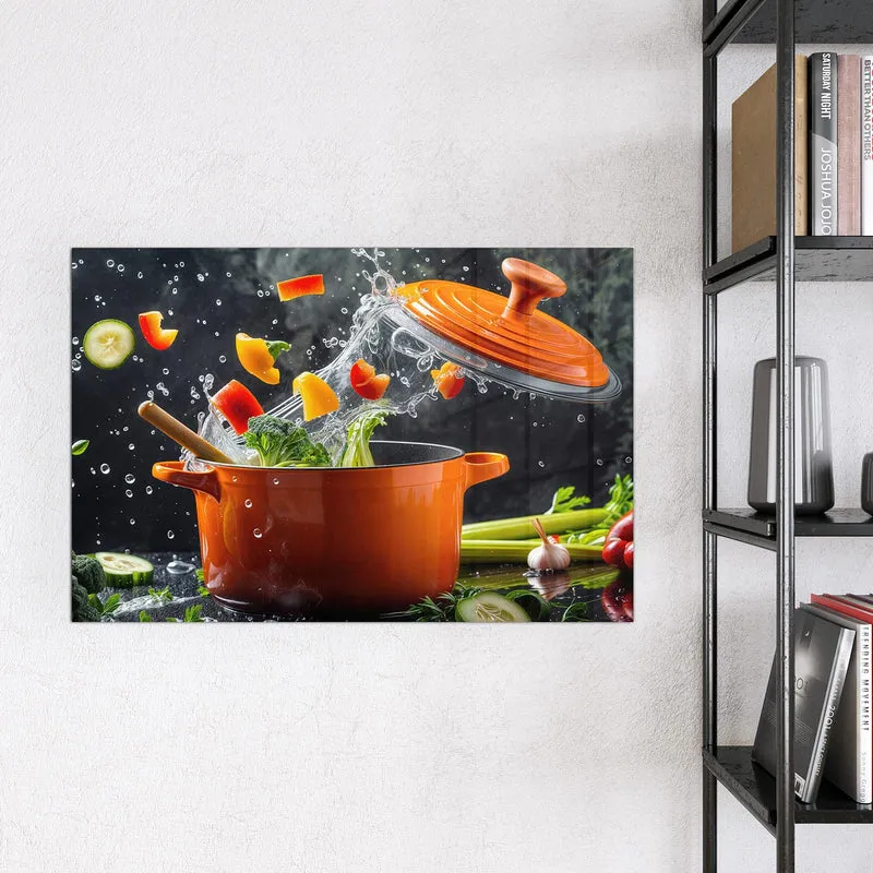 Magnettafel - Oranger Topf mit Gemüse