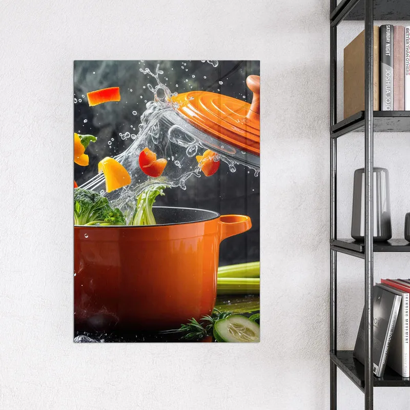 Magnettafel - Oranger Topf mit Gemüse