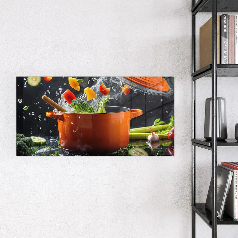 Magnettafel - Oranger Topf mit Gemüse