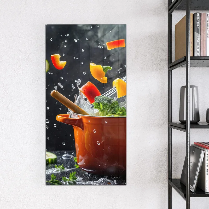 Magnettafel - Oranger Topf mit Gemüse
