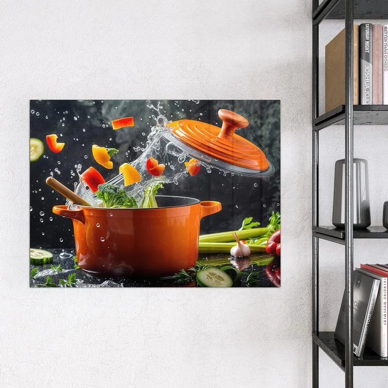 Magnettafel - Oranger Topf mit Gemüse
