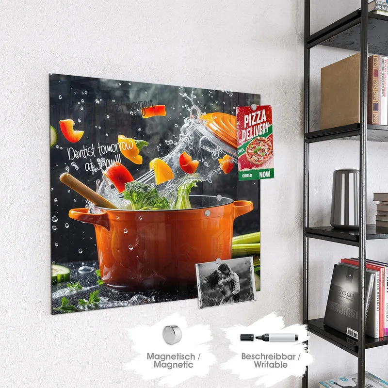 Magnettafel - Oranger Topf mit Gemüse